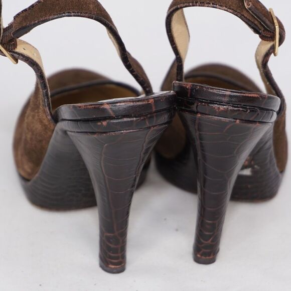 Michael Kors Brown Suede Slingback Heels, Size 7.5 - Picture 5 of 12